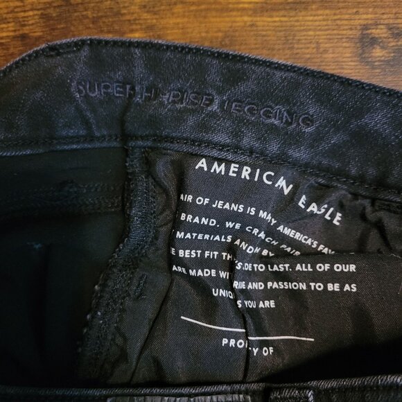 American Eagle Jeans 8 S Super Hi Rise Jegging 360 Next Level Stretch Black - Picture 5 of 12